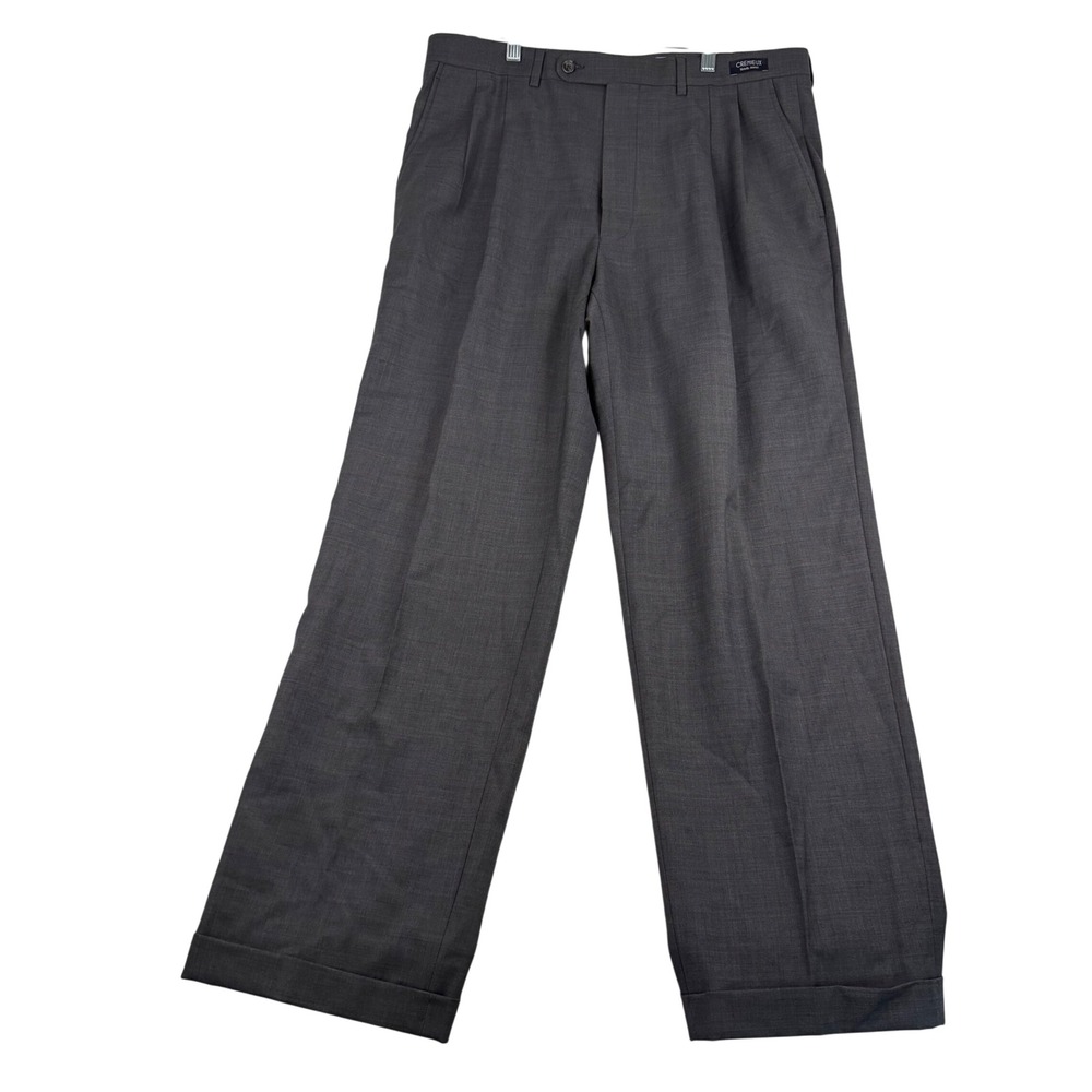 Cremieux‎ Travel Smart Mens 36R Gray Wool Blend Pleated Cuffed Dress Pants